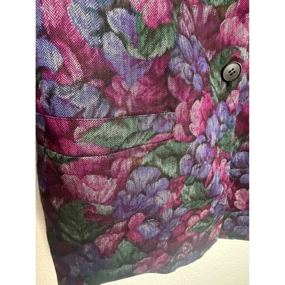 Christian Dior Separates Vintage Wool Floral Blazer Purple Magenta Size 14 y2k - Picture 6 of 8